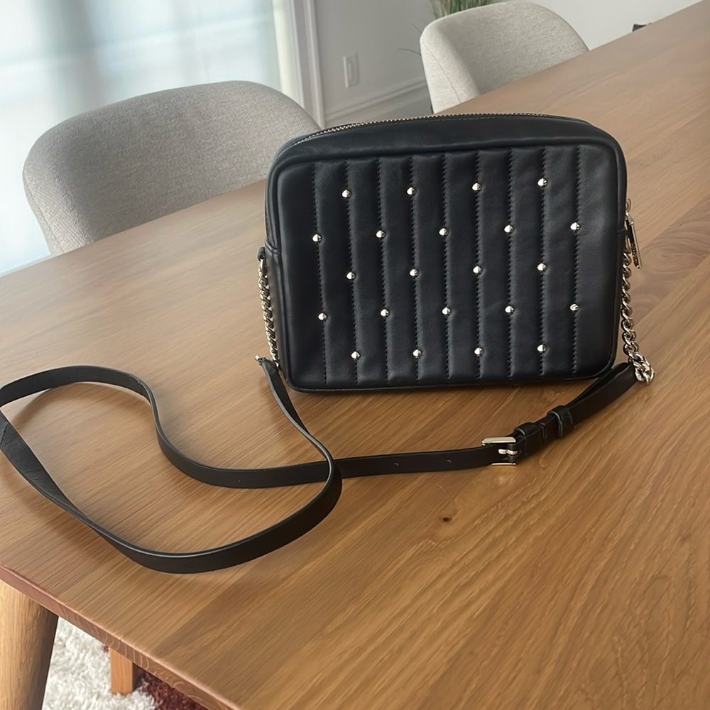 Kate Spade crossbody purse black with gold spade studs